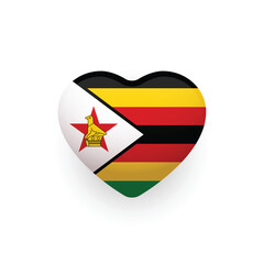 Fototapeta premium National flag of Republic of Zimbabwe shaped as heart. Zimbabwean flag. Vector illustration. 