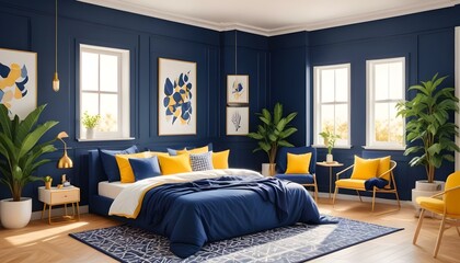 Photo interior modern design room 3d illustration;