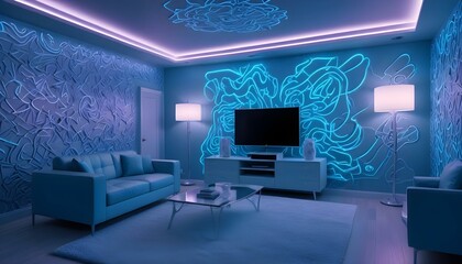 Photo interior modern design room 3d illustration;