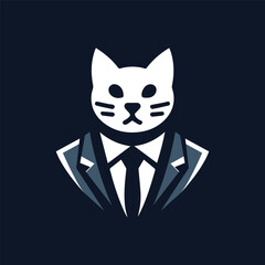 Arafed Cat In A Suit And Tie On A Blue Background eps