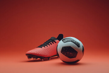 soccer shoes with football with isolated background generated by AI