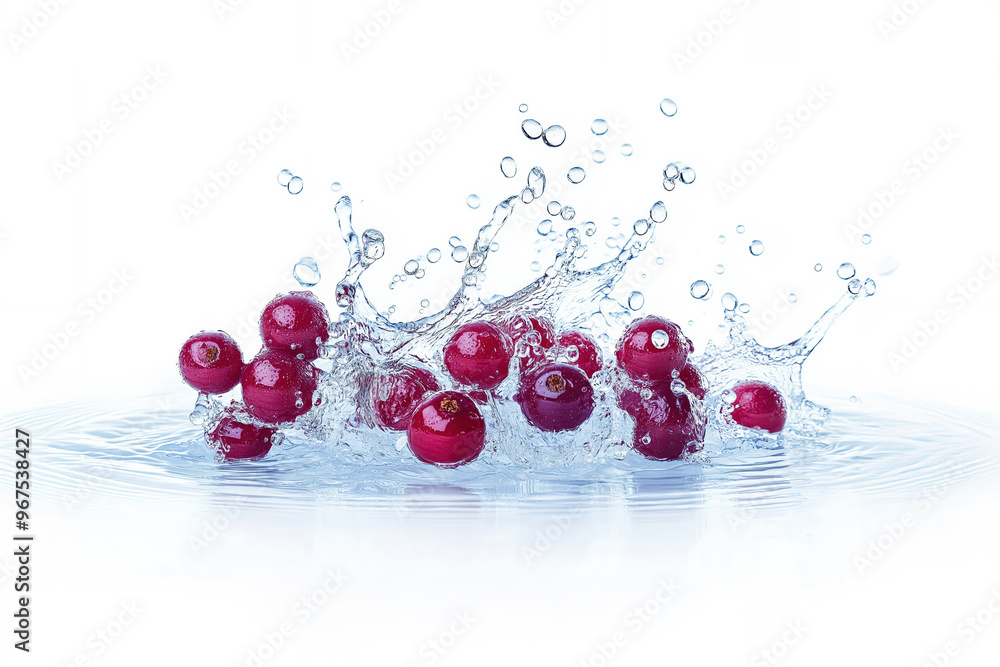 Poster Cranberries splashing into water creating a refreshing image