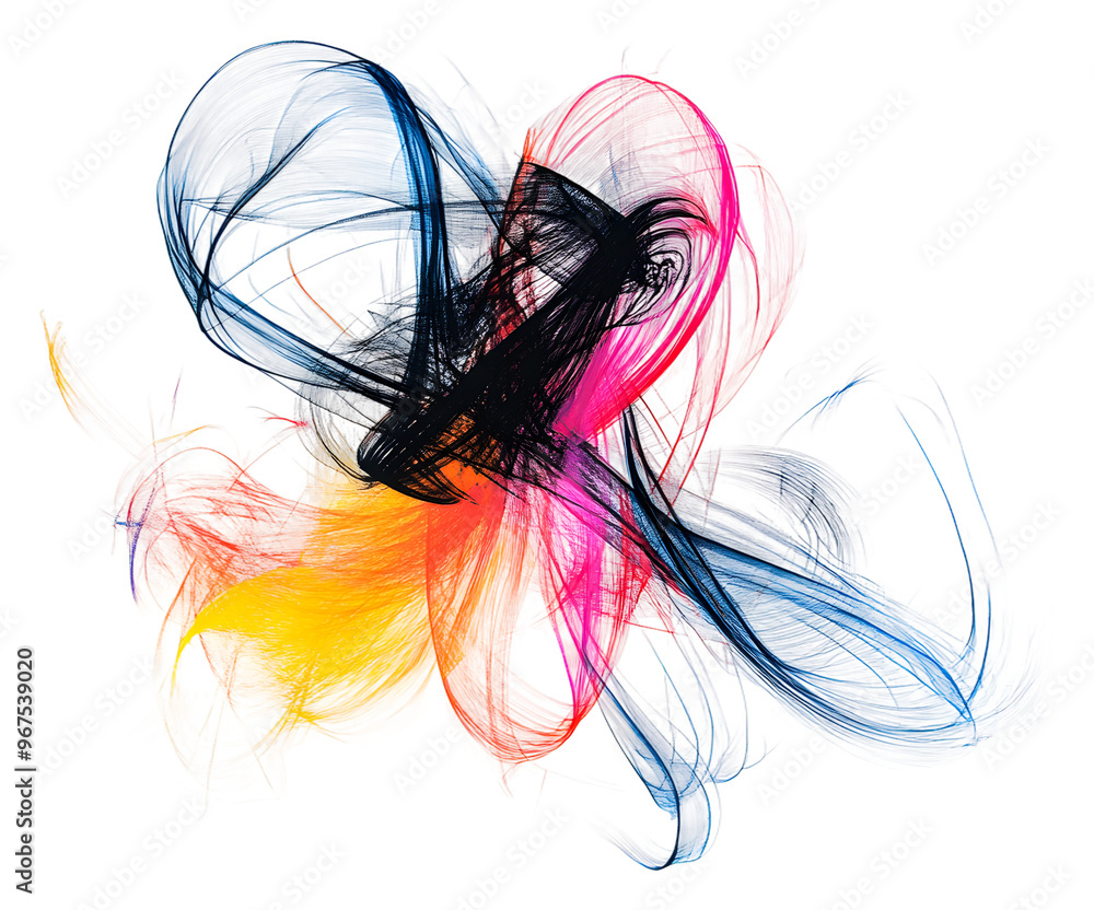 Aufkleber colorful abstract art with swirling lines and dynamic shapes isolated on transparent background