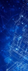 Abstract blue digital background with glowing lines and shapes, suitable for technology, science, or futuristic designs.
