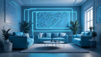 Photo interior modern design room 3d illustration;