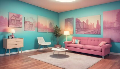 Photo interior modern design room 3d illustration;