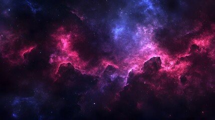 Cosmic Nebula with Pink and Blue Clouds and Stars