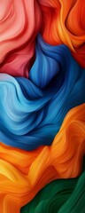 Obraz premium A vibrant abstract design with swirling colors of blue, red, orange, and green, perfect for modern art backgrounds.