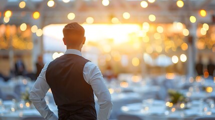 Portrait of an Event Coordinator in a Blurred Wedding Venue Background, Portrait Shot, Event Coordinator, Wedding Venue