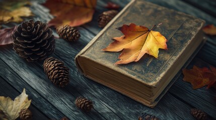 Autumn Leaves and Old Book