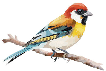 Colorful Bird Illustration on Branch