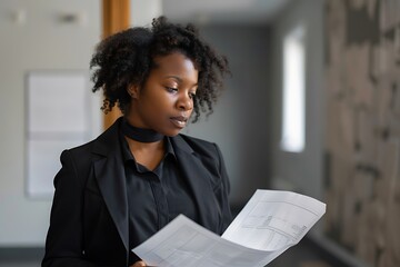 Professional Woman in a Suit Standing in a Modern Office, Business Theme, Portrait Shot, Suit, Modern Office