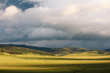 Northern Mongolia landscape in the evening.