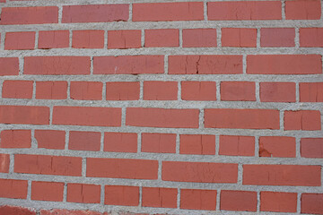 Weathered brick wall with cracks and bumps