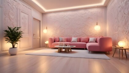 Photo interior modern design room 3d illustration;