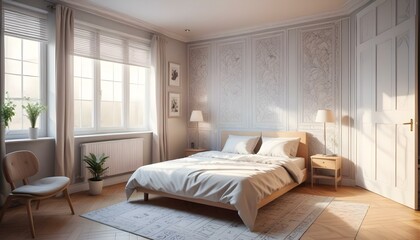 Photo interior modern design room 3d illustration;