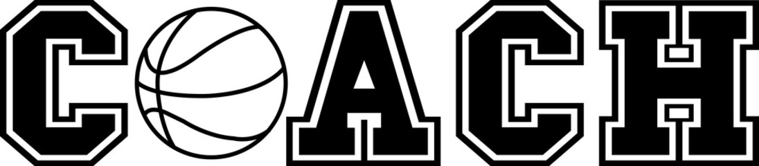 Coach typography clip art design on plain white transparent isolated background for card, shirt, hoodie, sweatshirt, apparel, card, tag, mug, icon, poster or badge