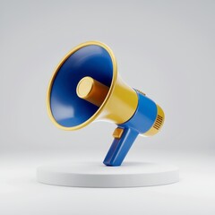 3D Render of a Black and Red Megaphone Isolated on a Light Background..