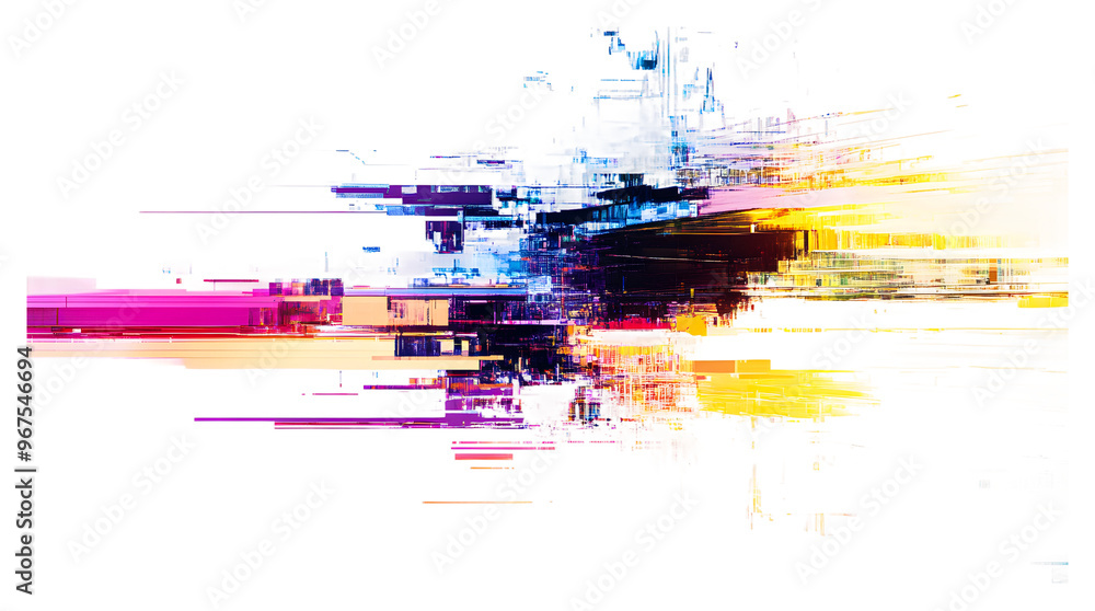 Aufkleber abstract colorful digital artwork with dynamic motion and energy isolated on transparent background