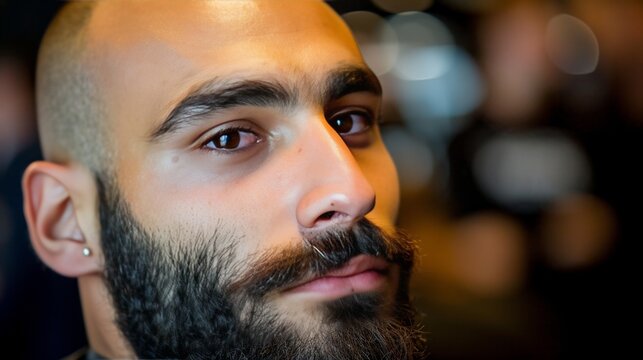 Stylish bearded man enjoying a fresh haircut at a trendy barber shop for a stylish makeover