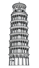 PNG The Leaning Tower of Pisa tower architecture illustration.