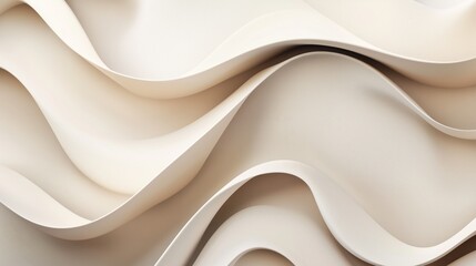 Obraz premium Abstract wavy shapes in beige and white colors.