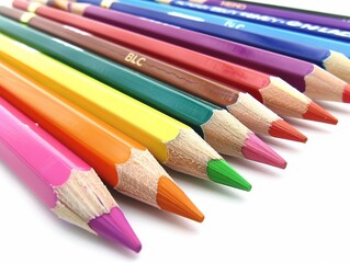 Fototapeta premium 25 Luxurious and colorful pencils, various sizes, ergonomic design, modern workspace