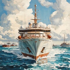 Cargo ship transporting sea yachts 