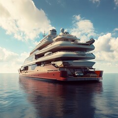 Cargo ship transporting sea yachts