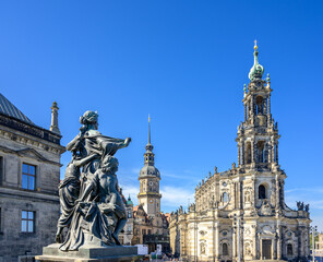 Fototapeta premium Dresden Cathedral of the Holy Trinity (Katholische Hofkirche) at Theaterplatz in Dresden, Saxony, Germany