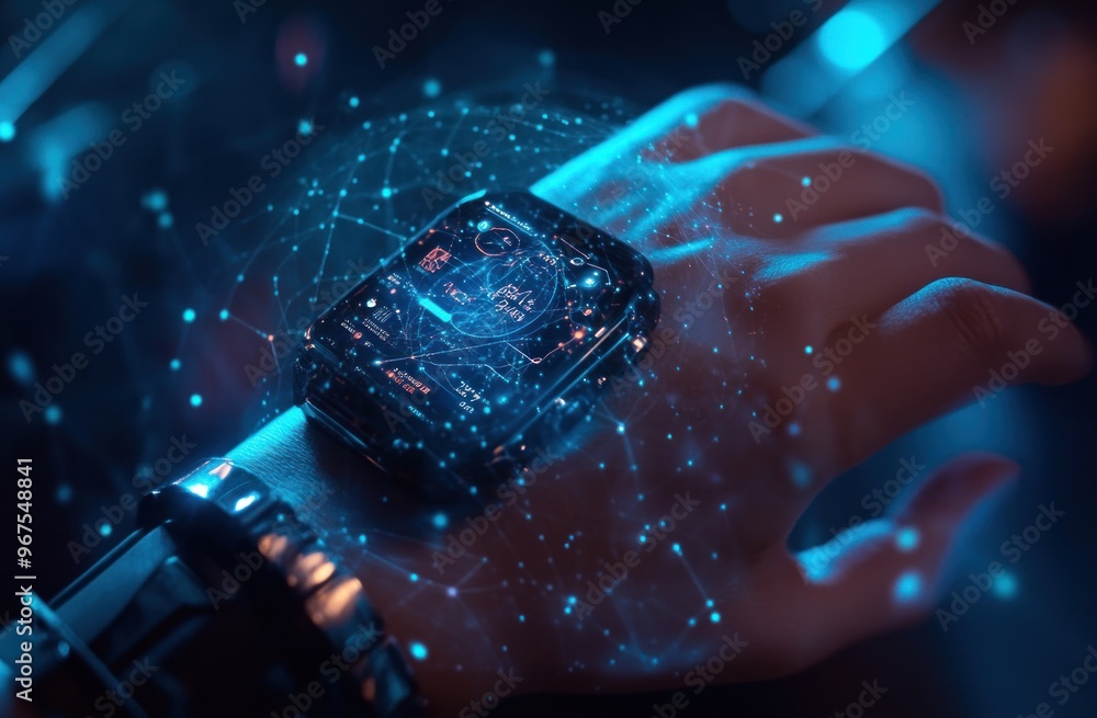 Poster Futuristic Smartwatch with Networked Display