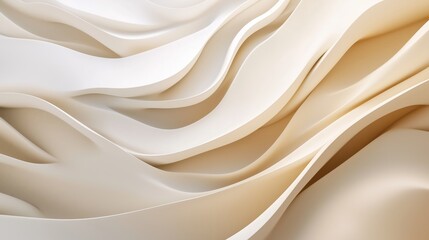 Obraz premium Abstract wavy shapes in beige and white colors.