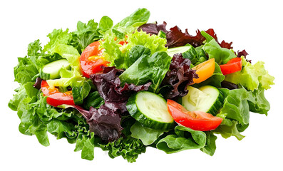 Fresh garden salad with assorted vegetables for a healthy meal isolated on transparent background