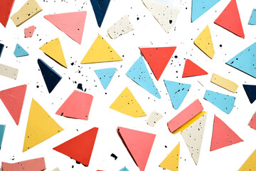 Colorful abstract geometric shapes on a white surface isolated on transparent background