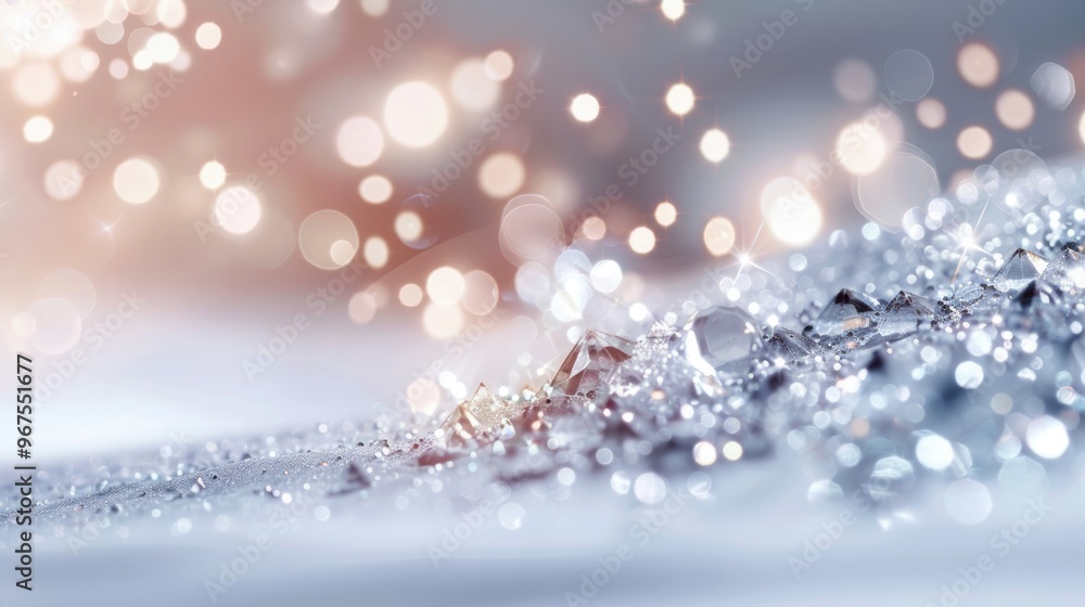 Poster sparkles and glitter in a dazzling array, scattered against a pristine white background, creating a 