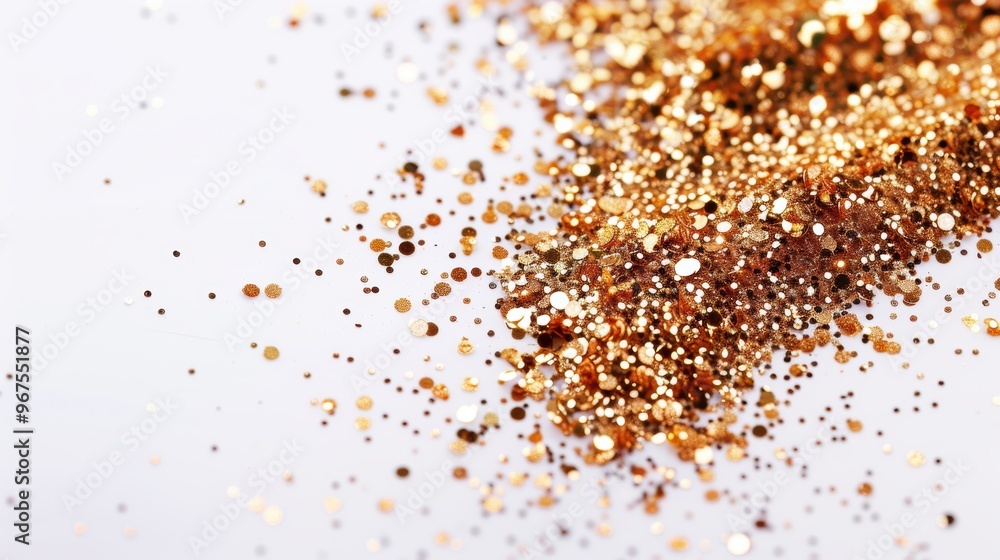 Poster dazzling sparkles and glitter shimmering against a clean white background, creating a captivating an