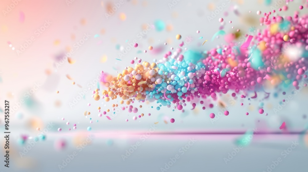 Poster intricate particle effects swirling and merging in a symphony of light and color on a blank white ca