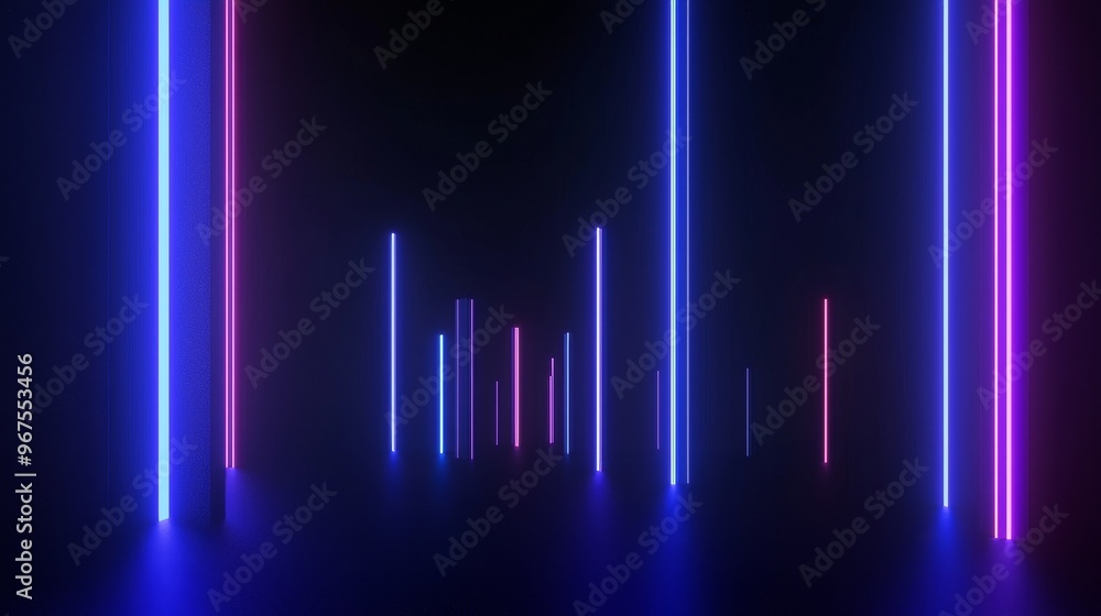 Aufkleber An abstract 3D city rendering with a futuristic matrix. A digital skyline with a binary code particles network. A technology and connection concept. An architecture background.