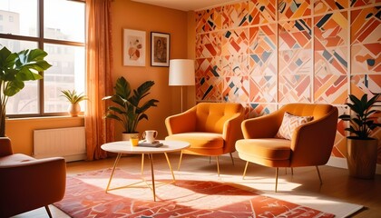 Photo interior modern design room 3d illustration;