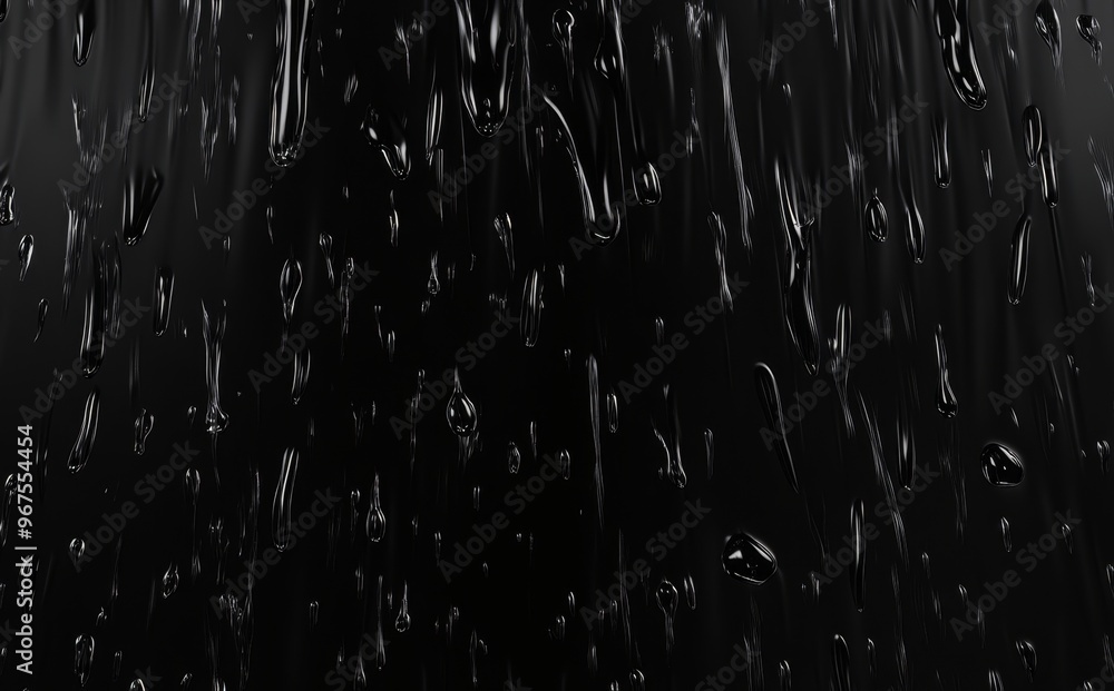 Poster an isolated raindrop falling on a dark background during a rainstorm.