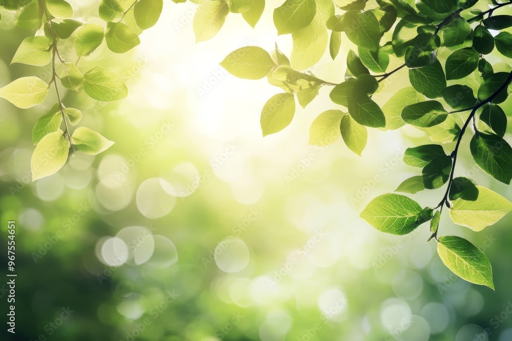 Poster An abstract green background with a bokeh effect is seen blurred in this image