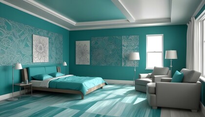 Photo interior modern design room 3d illustration;