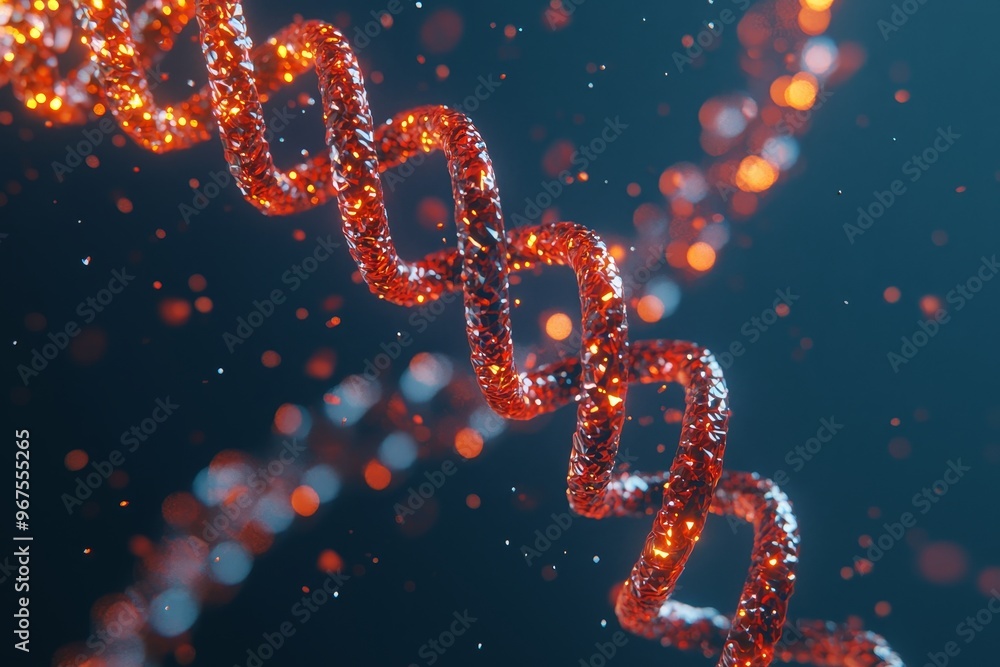 Aufkleber a dna molecule helix with a geometric background. gene editing principles in genetic and biotechnolo