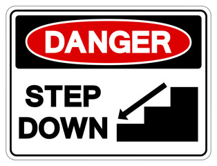 Danger Step Down Symbol Sign,Vector Illustration, Isolate On White Background Label. EPS10
