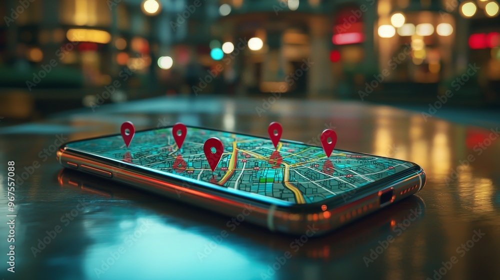 Aufkleber the device includes a map, 3d map pins, gps, navigator pin checking points, 3d world map icon, techn