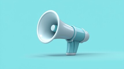 Blue Megaphone on Turquoise Background