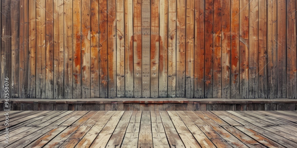 Poster Vintage wooden texture of a deck and wall design wood background in a retro style