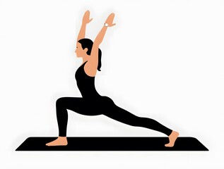 A woman exercise on a yoga mat cartoon vector set White background