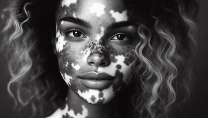Woman with vitiligo. Close up photo
