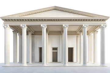 Obraz premium Classic architectural building with columns and detailed façade isolated on transparent background